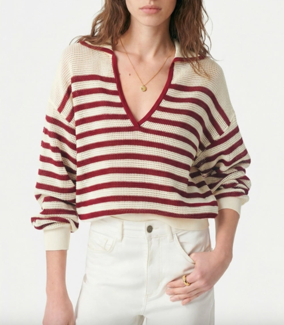 Granville sweater ivoire rouge