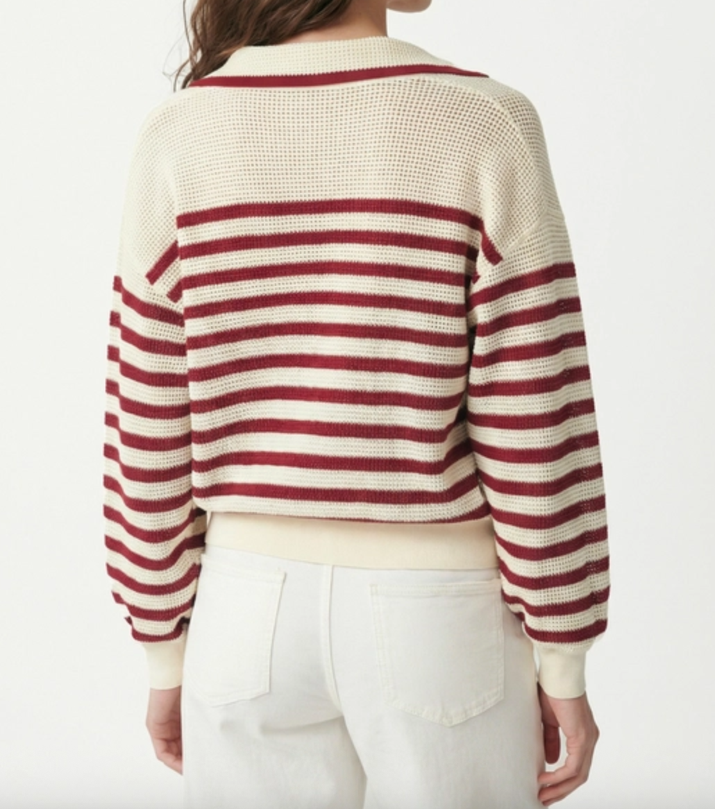 Granville sweater ivoire rouge