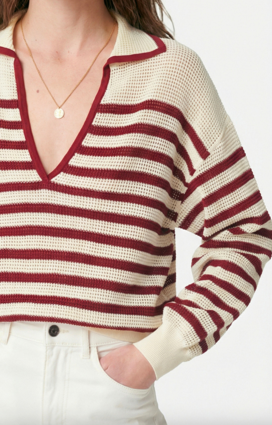 Granville sweater ivoire rouge