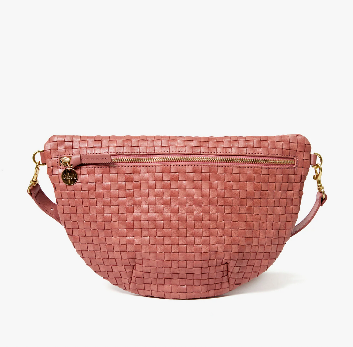grande fanny rose clay woven checker + porcelain flower shortie strap