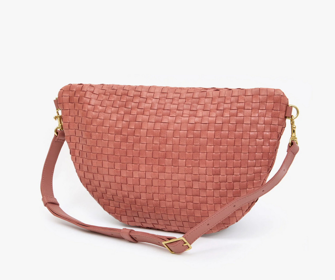 grande fanny rose clay woven checker + porcelain flower shortie strap