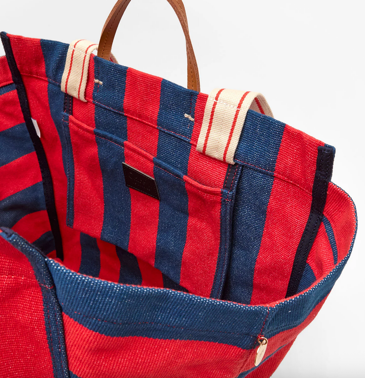 la cote tote poppy / french blue canvas stripe
