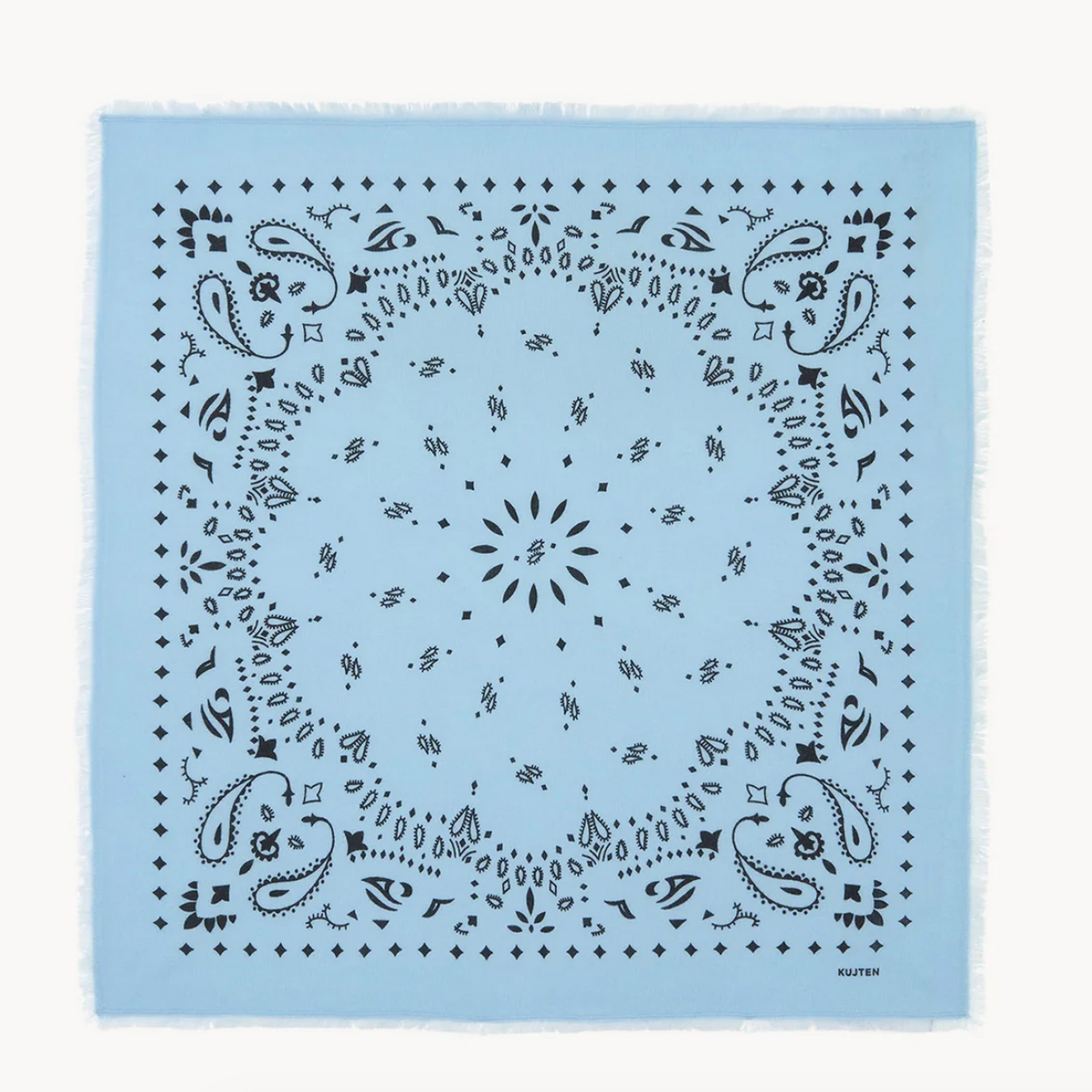 large Zephyr blue printed cashmere bandana hachiko