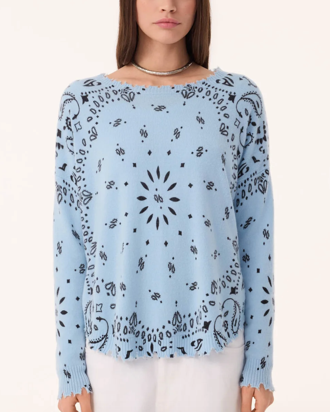 mela bandana cashmere sweater blue zephir