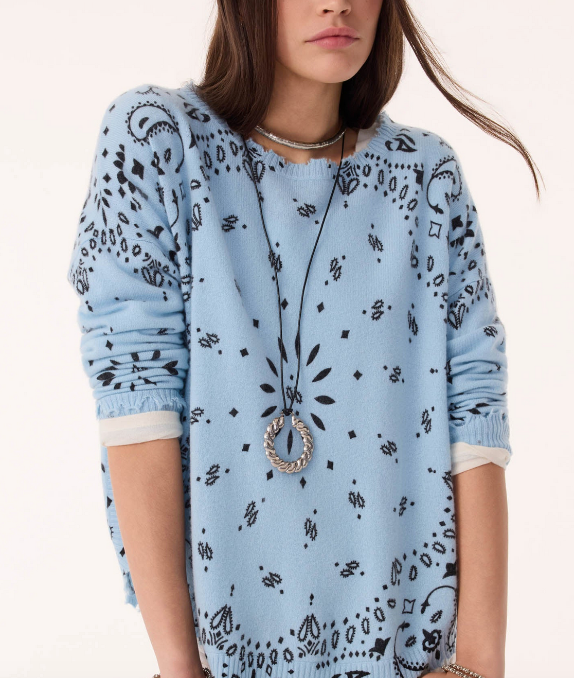 mela bandana cashmere sweater blue zephir