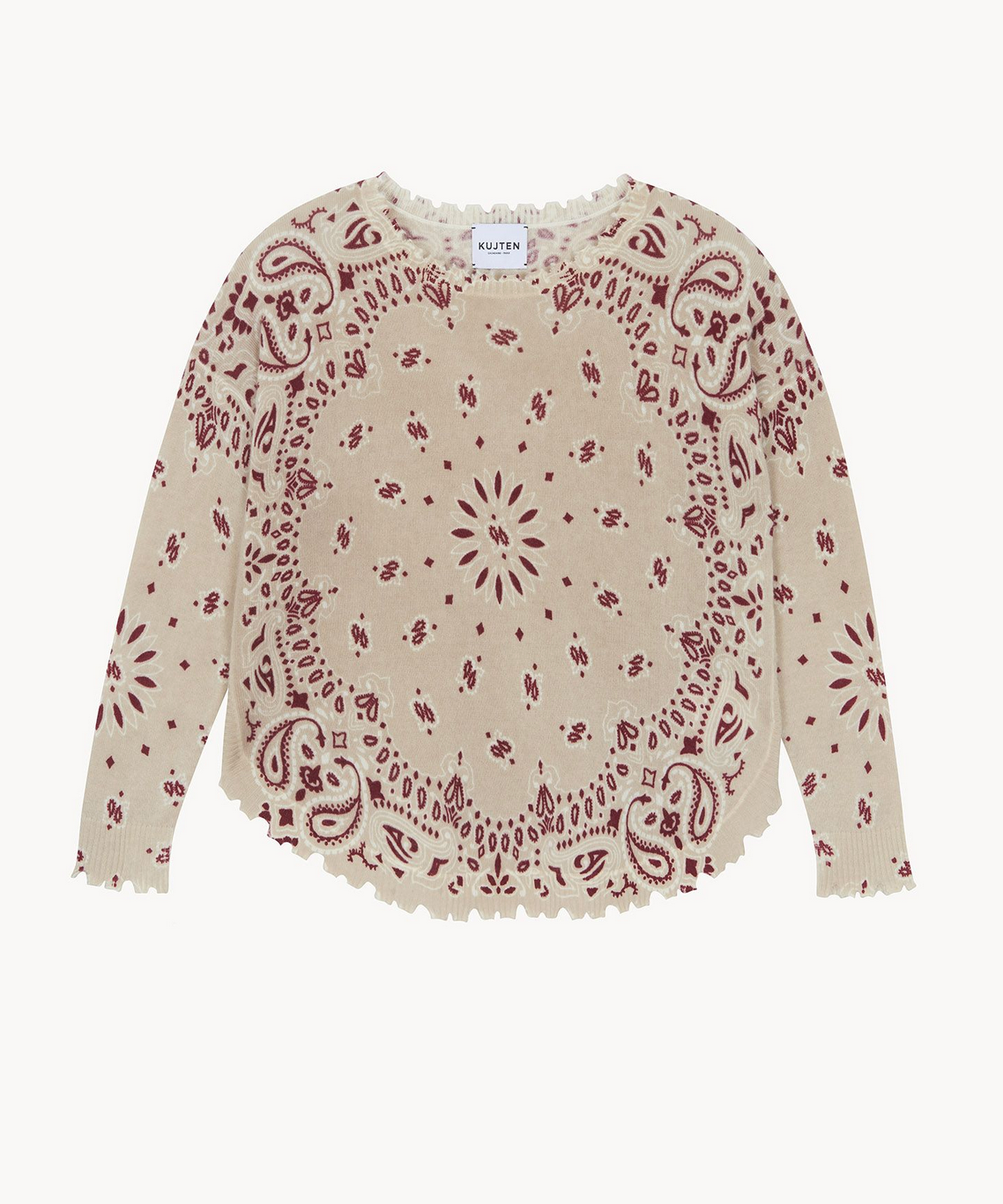 oatmeal printed cashmere sweater