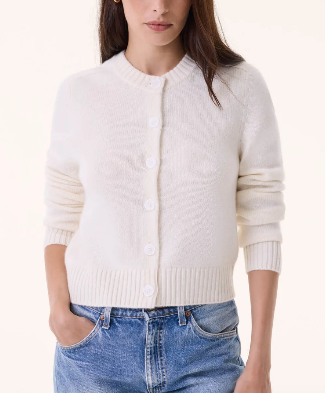 Caroline cashmere cardigan white