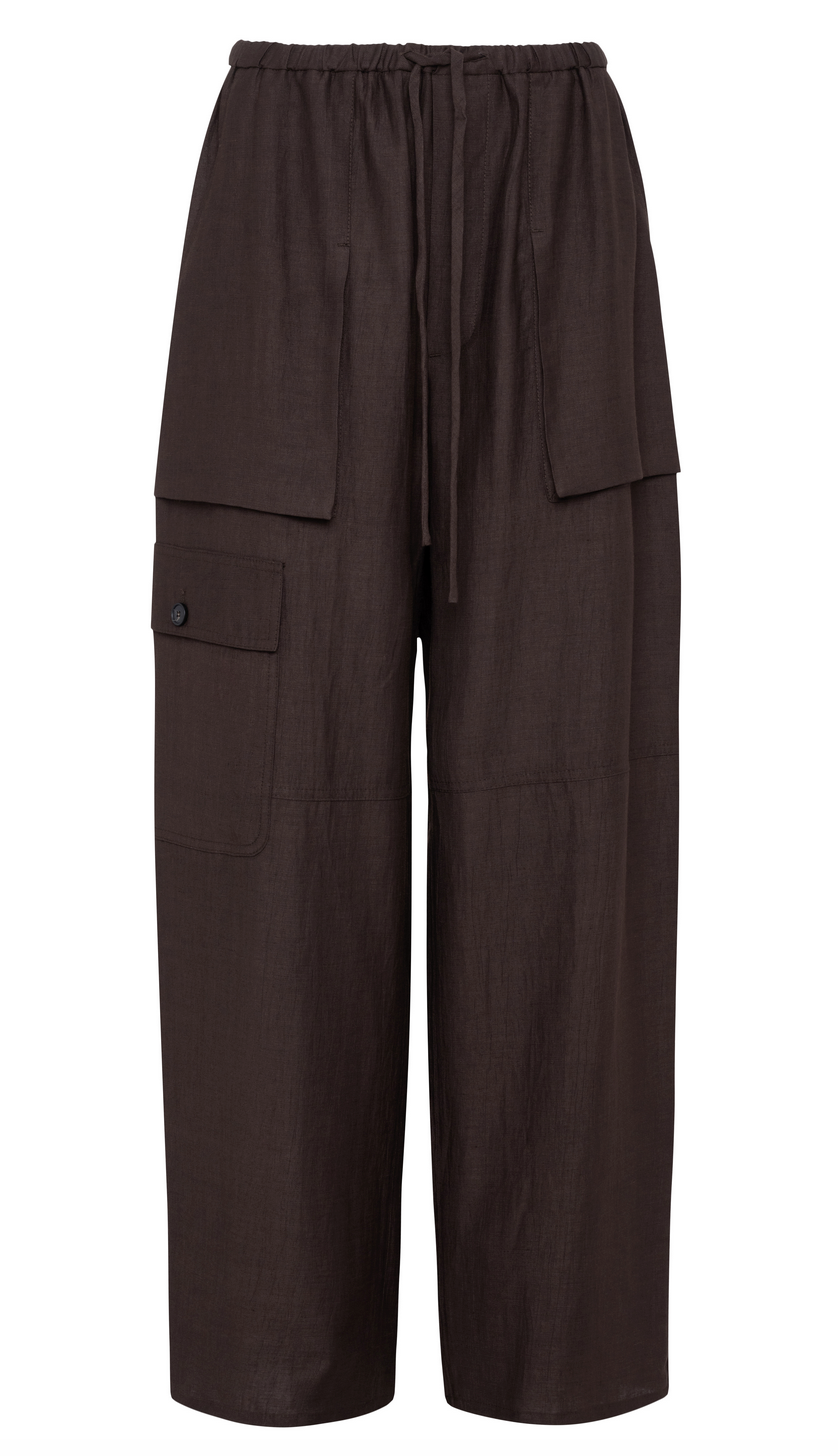 Curry wide cargo pant in chocolate