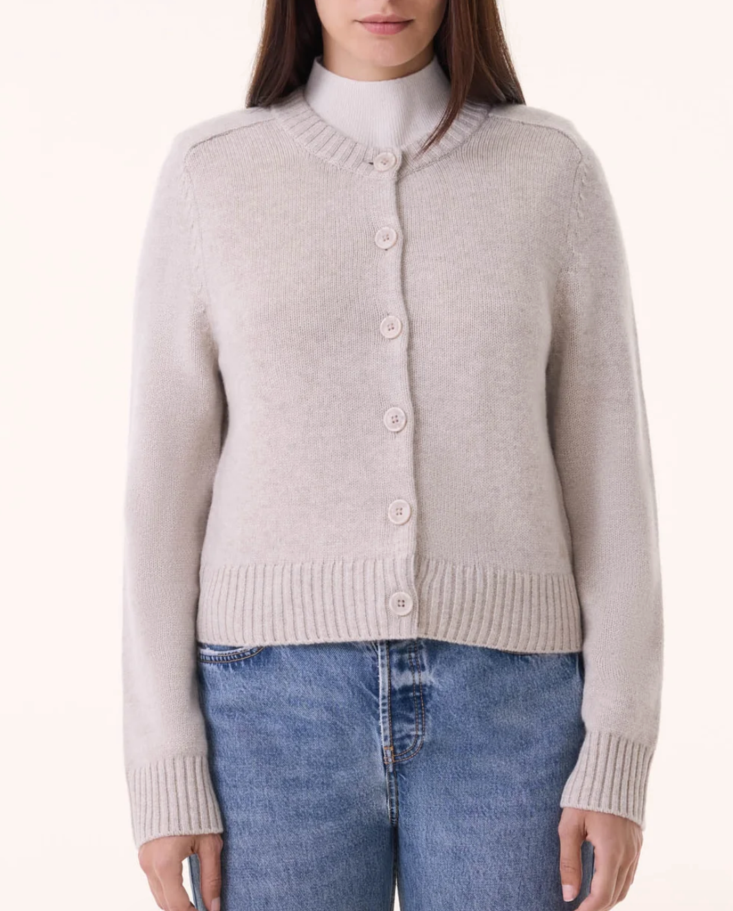 Caroline cashmere cardigan oats white avoine
