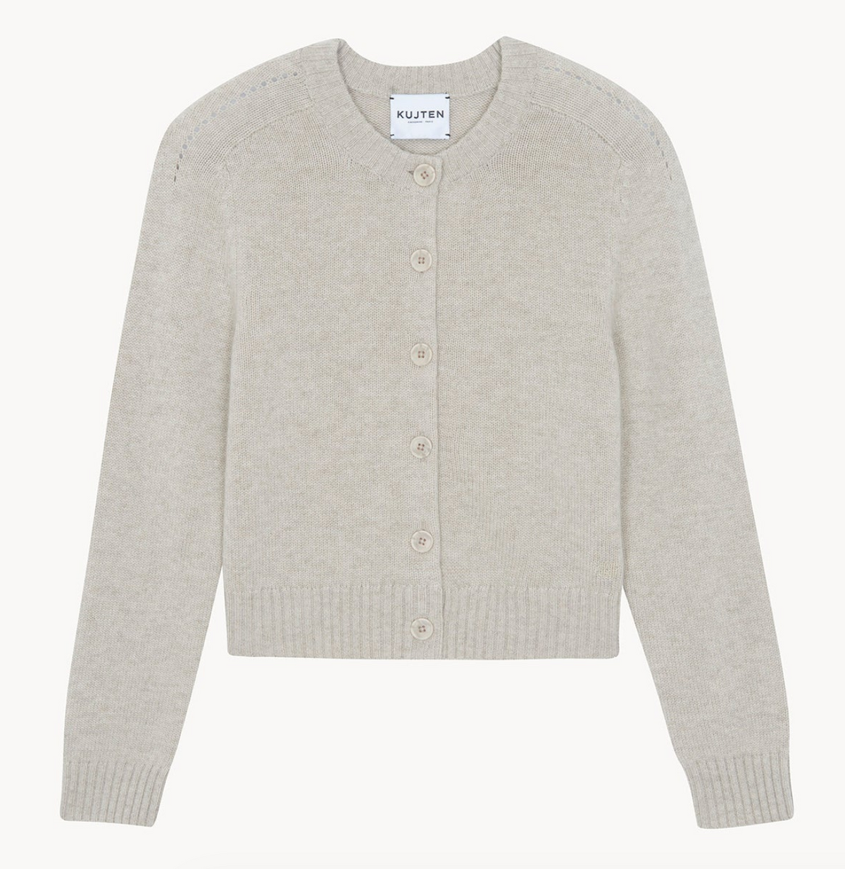 Caroline cashmere cardigan oats white avoine