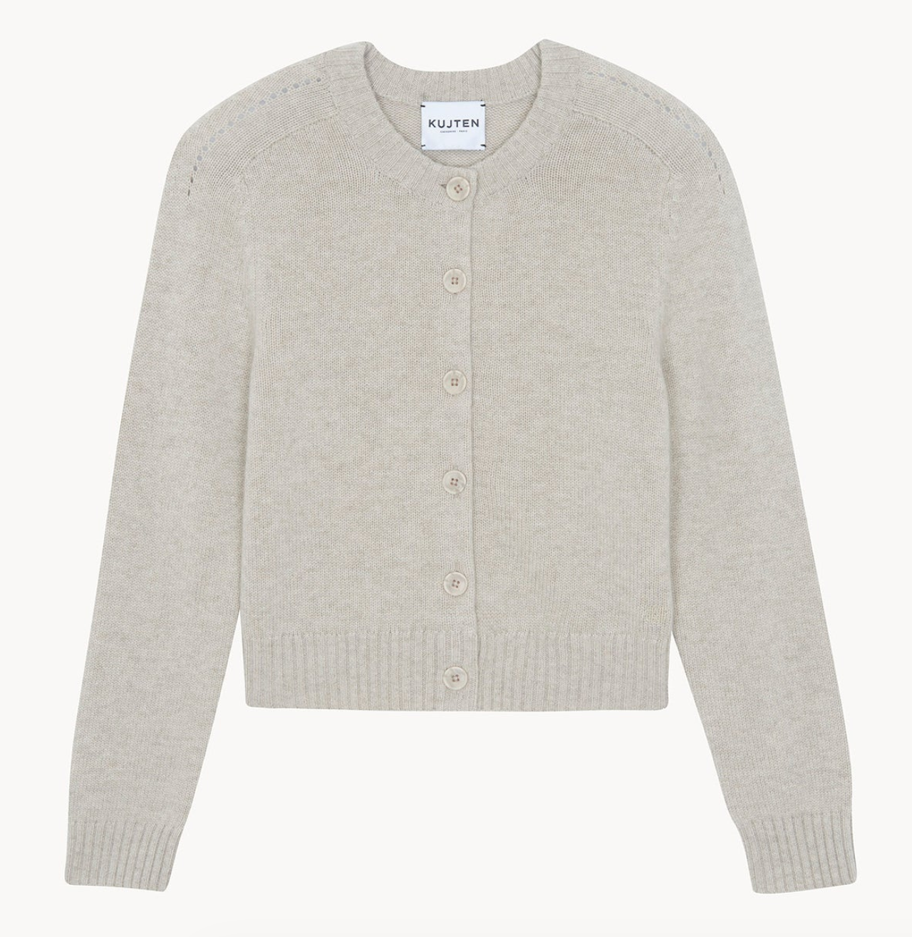 Caroline cashmere cardigan oats white avoine
