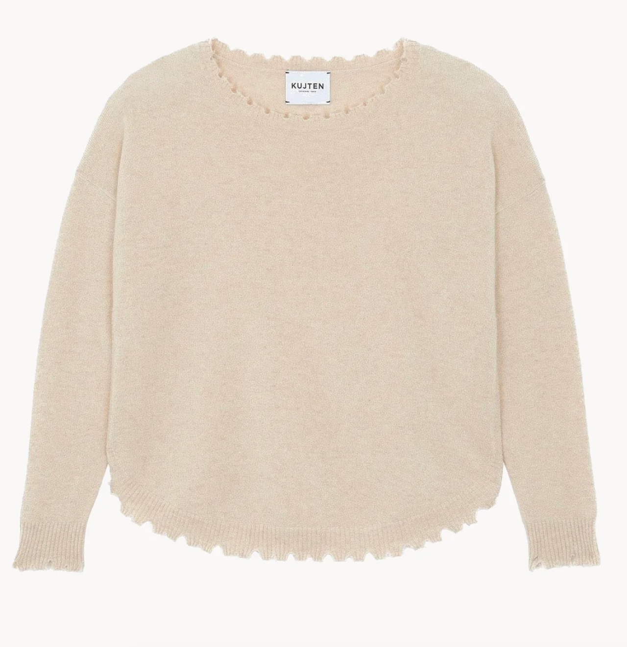beige organic cashmere Mela crew-neck