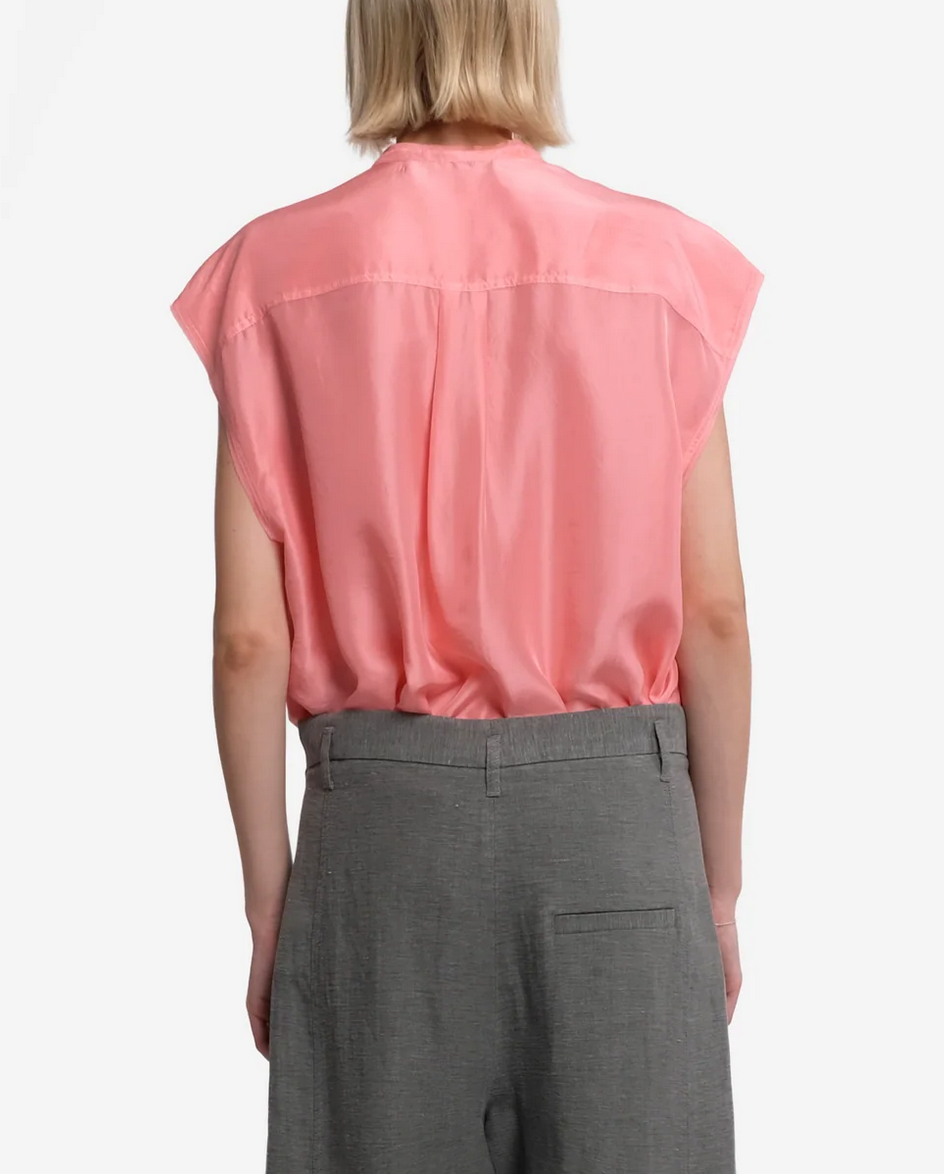 Samba sleeveless silk shirt in pink