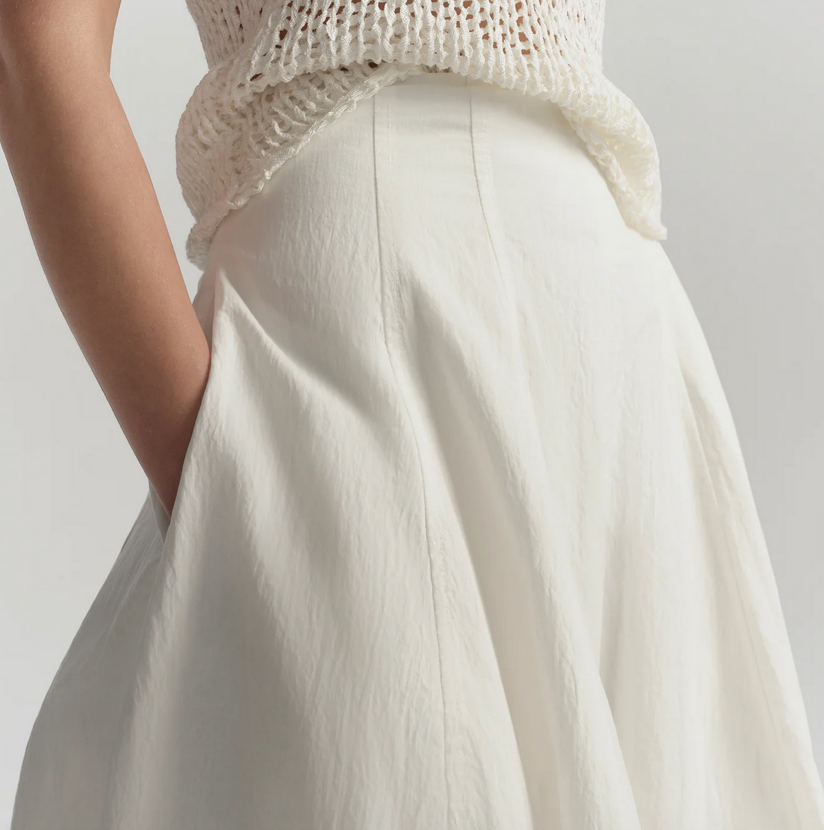 Veda Cotton Nylon Midi Skirt Bone China