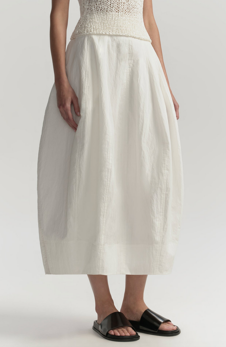Veda Cotton Nylon Midi Skirt Bone China