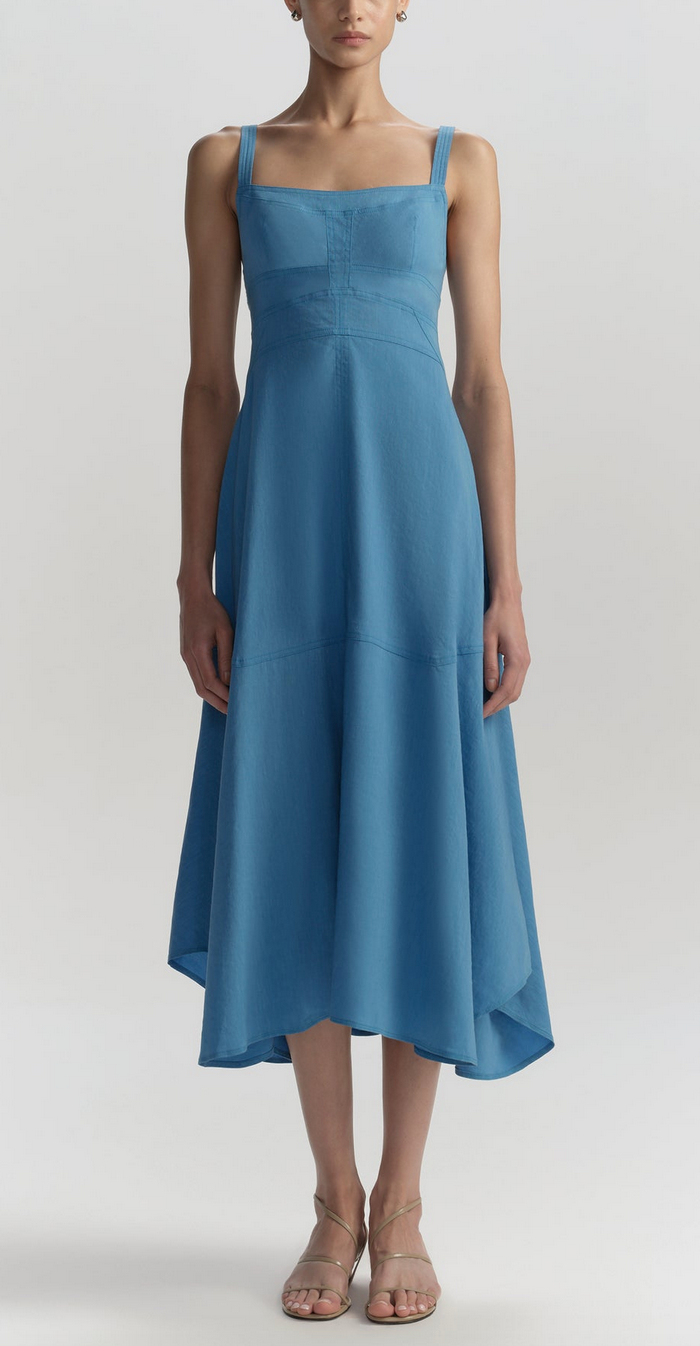 Harlow Linen Midi Dress Tahoe Blue