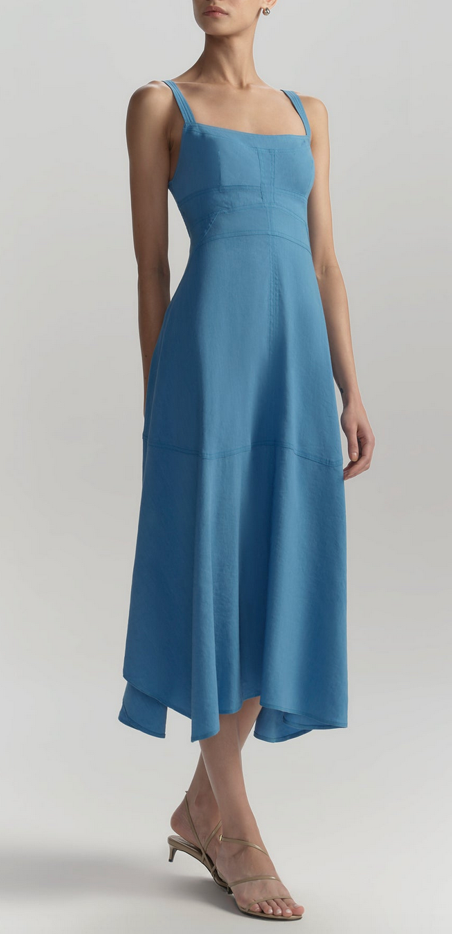 Harlow Linen Midi Dress Tahoe Blue