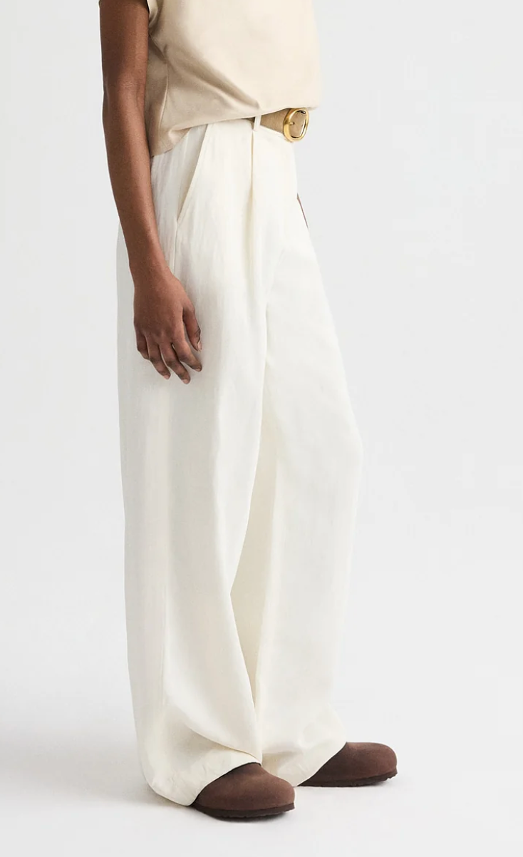 bone hudson st pant in coated viscose linen