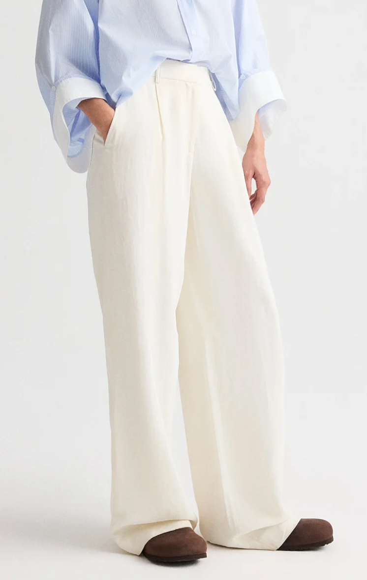 bone hudson st pant in coated viscose linen
