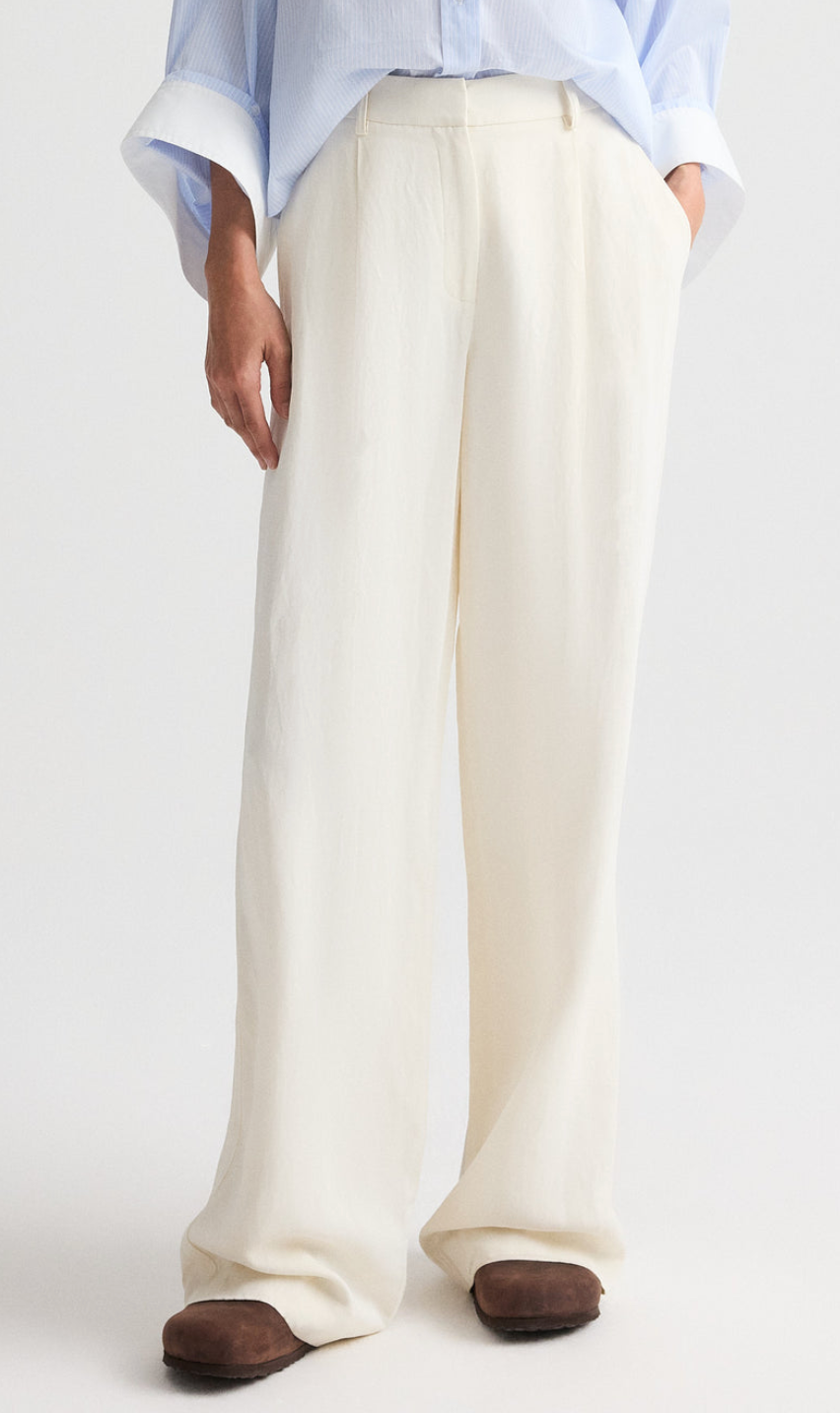 bone hudson st pant in coated viscose linen