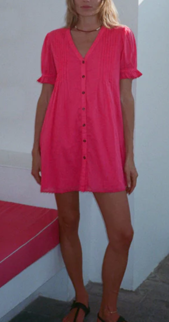 nayara guava embroidered cotton dress