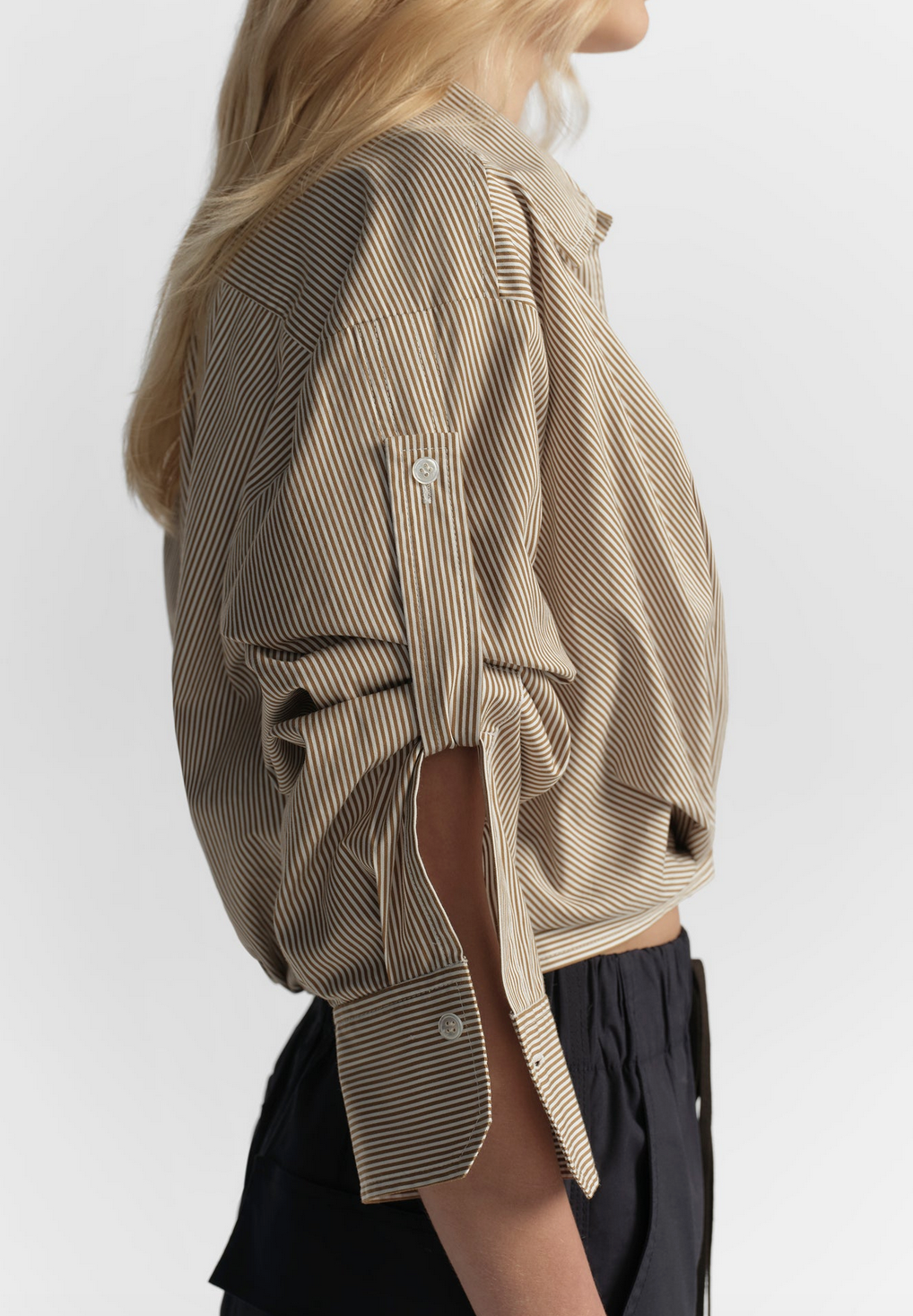 leo cropped cotton shirt pearl / aged bronze