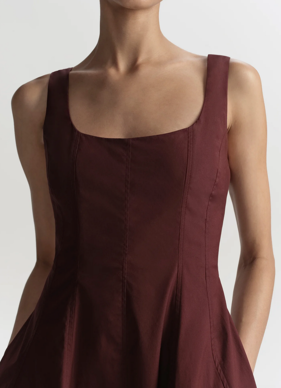 Veda stretch cotton midi dress plum
