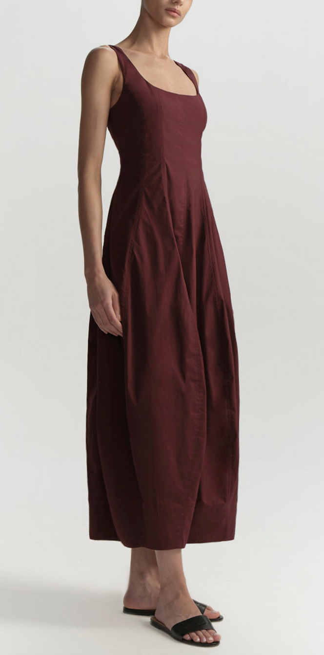 Veda stretch cotton midi dress plum