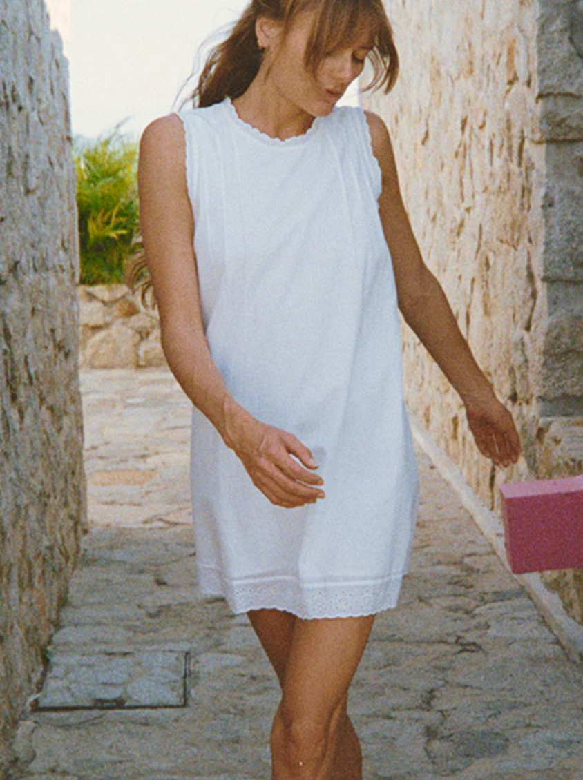 Ebba white embroidered cotton dress