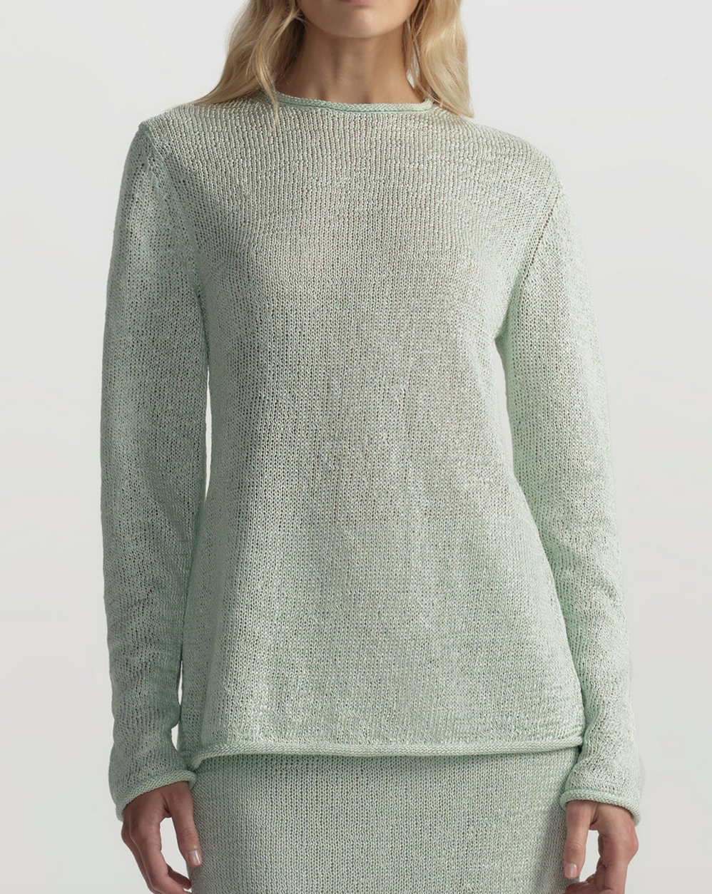 ash open knit sweater pale mint