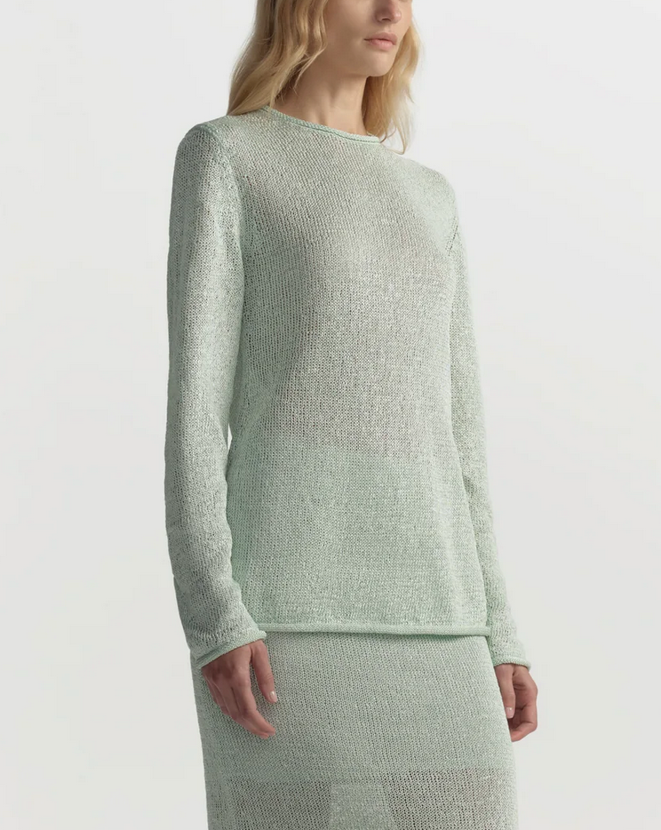 ash open knit sweater pale mint