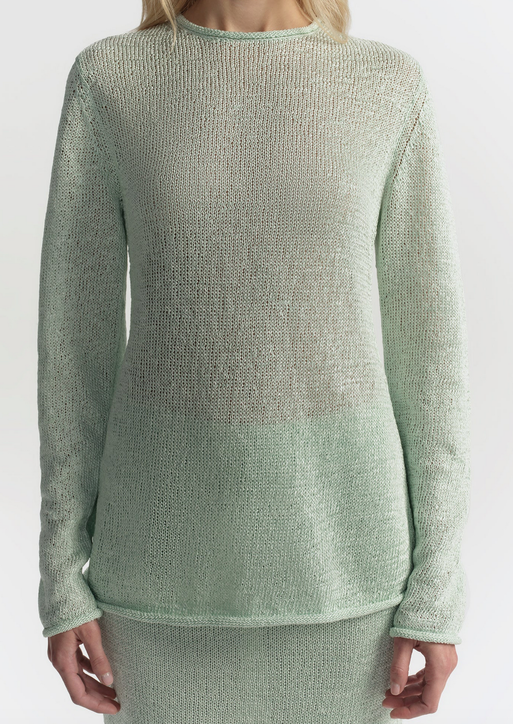 ash open knit sweater pale mint
