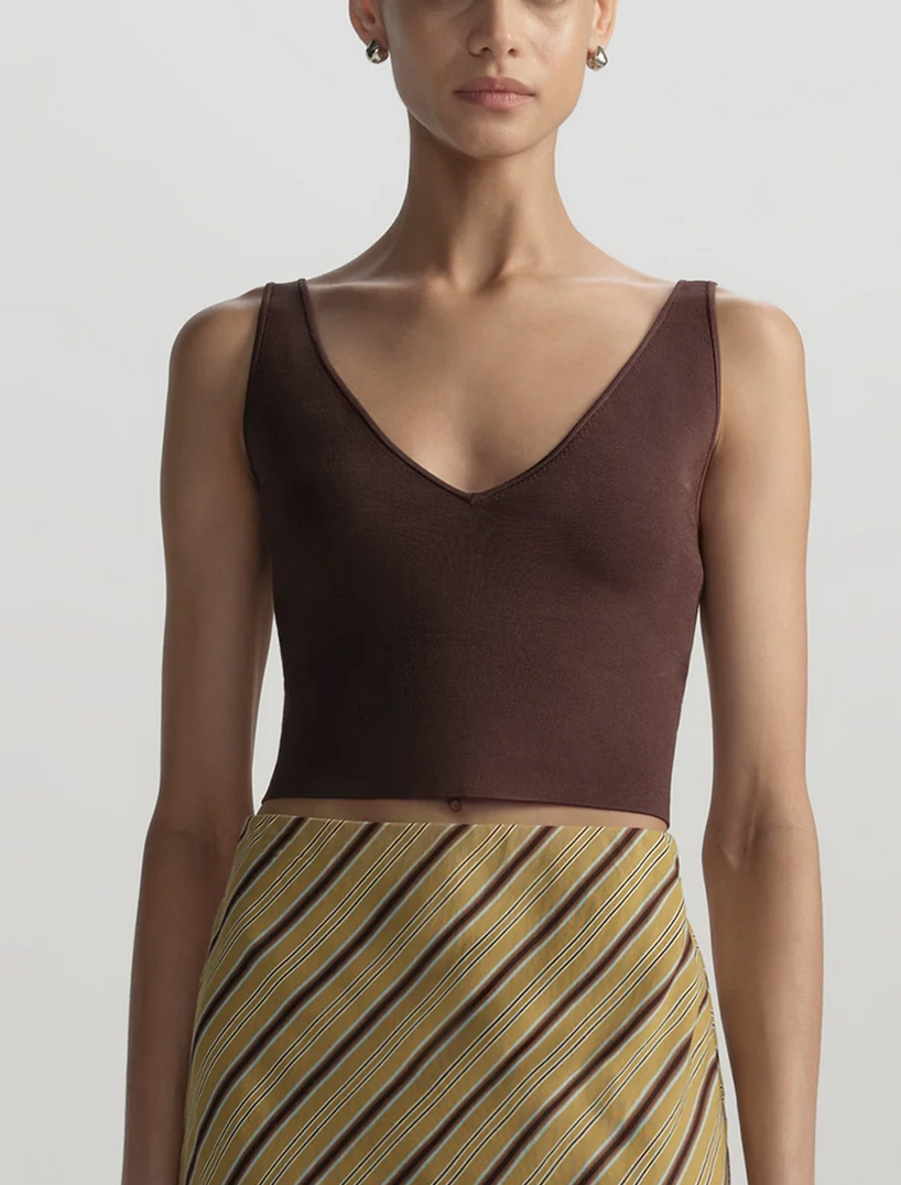 ani compact knit top deepest brown