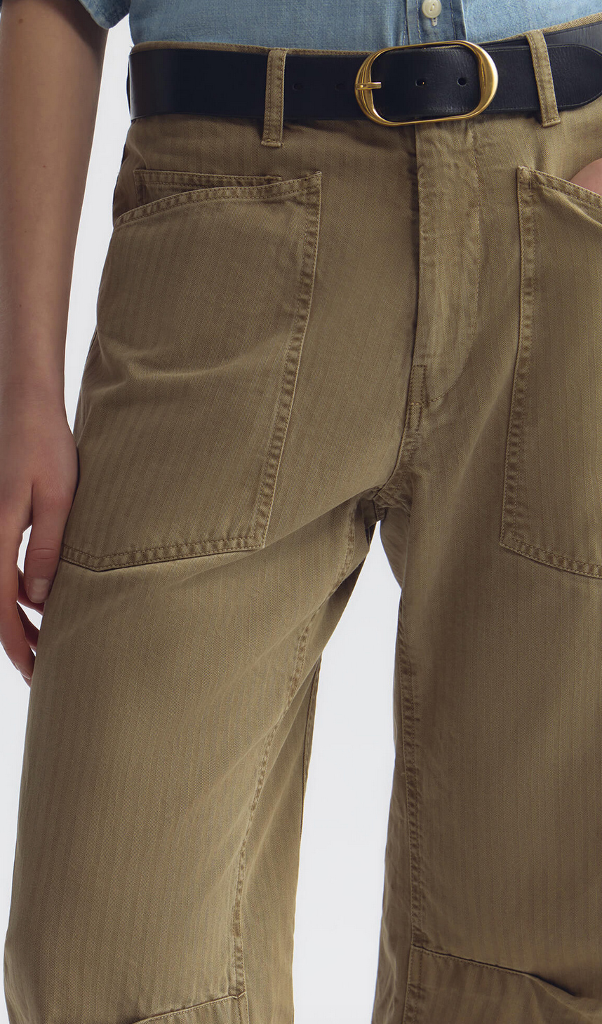 shon herringbone pant french khaki