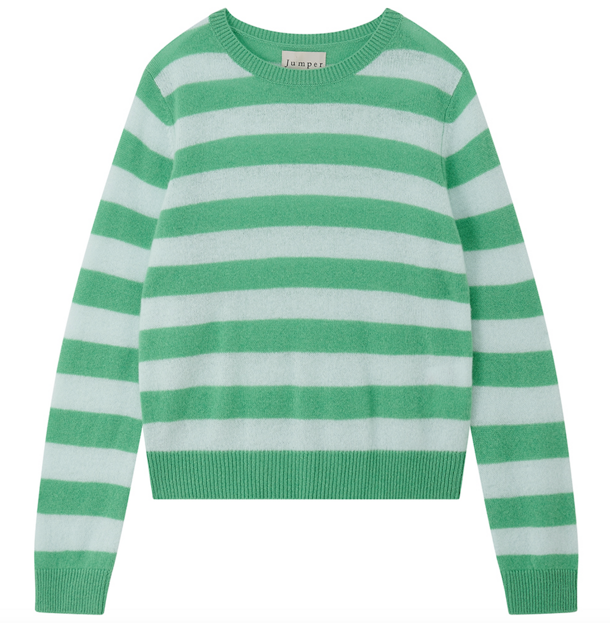 Cashmere stripe crew in green