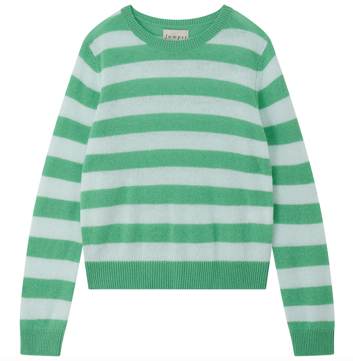 Cashmere stripe crew in green