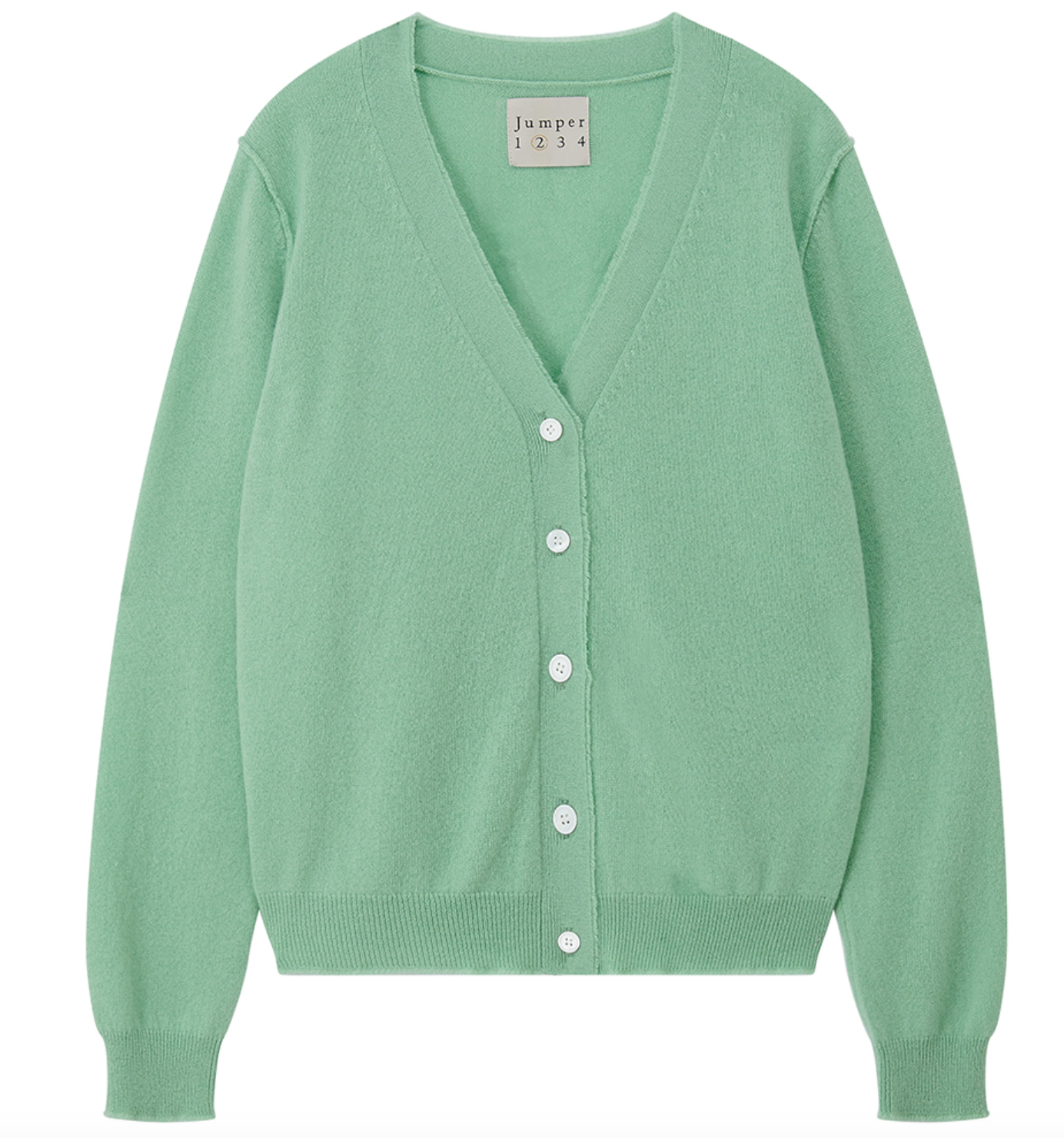 distressed vee cashmere cardigan blueish green