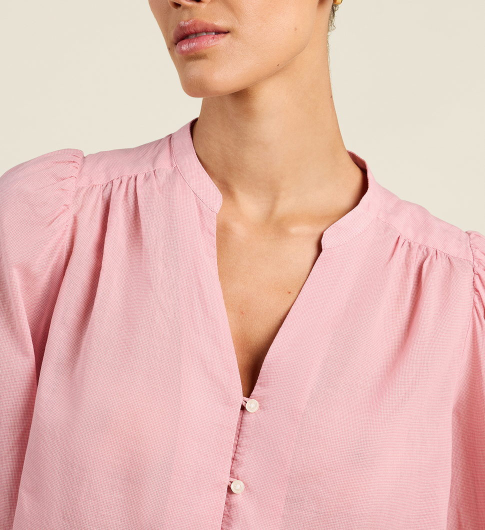 Maisey blouse blush houndstooth