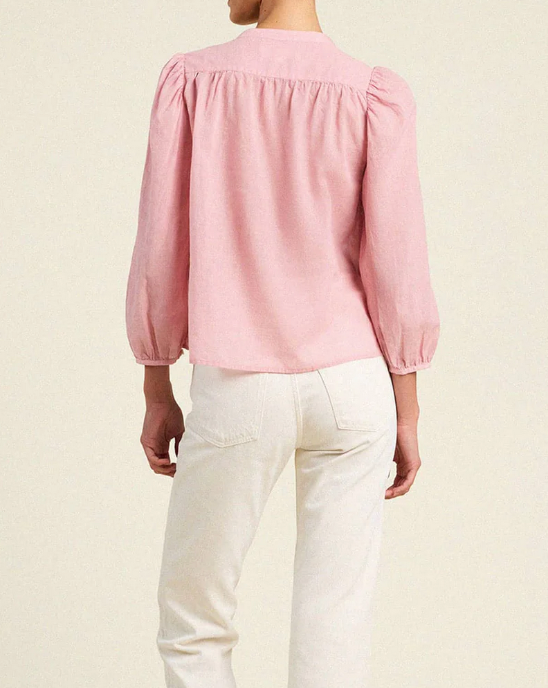 Maisey blouse blush houndstooth