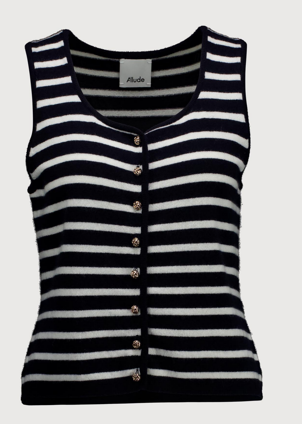 Striped cashmere vest deep night fleur de sel