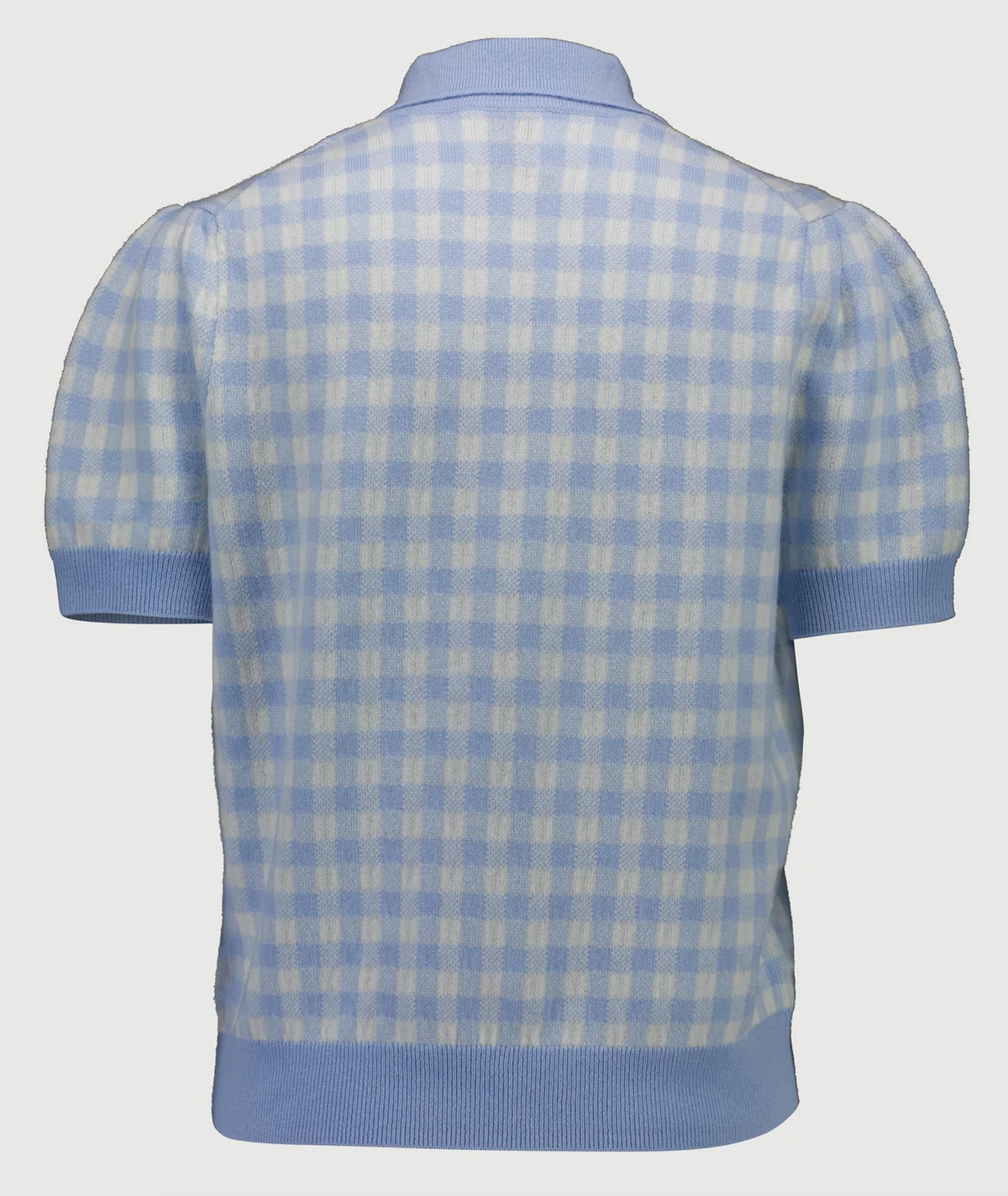 Gingham knit polo blue check