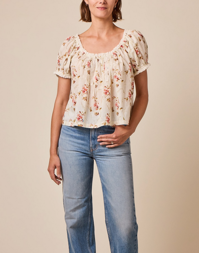 Frederica top blanc prairie rose