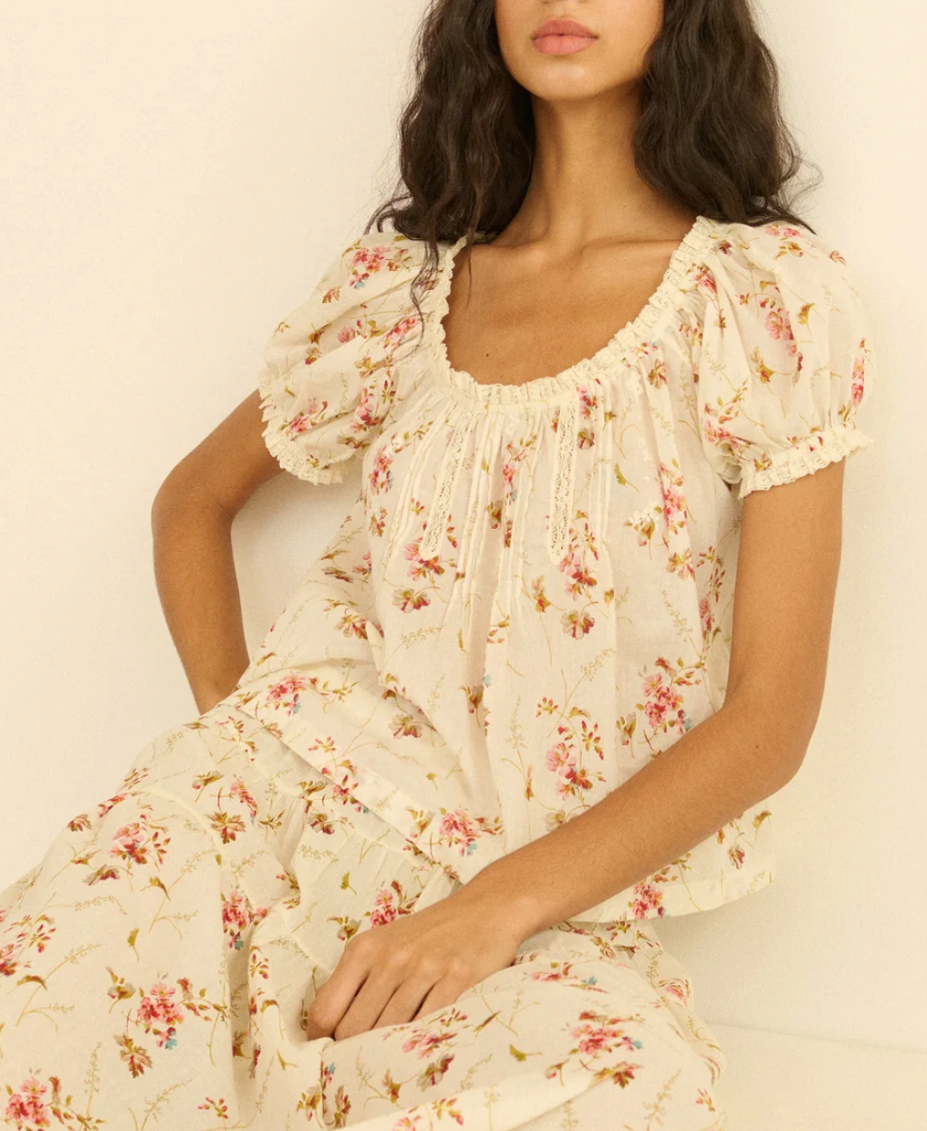 Frederica top blanc prairie rose