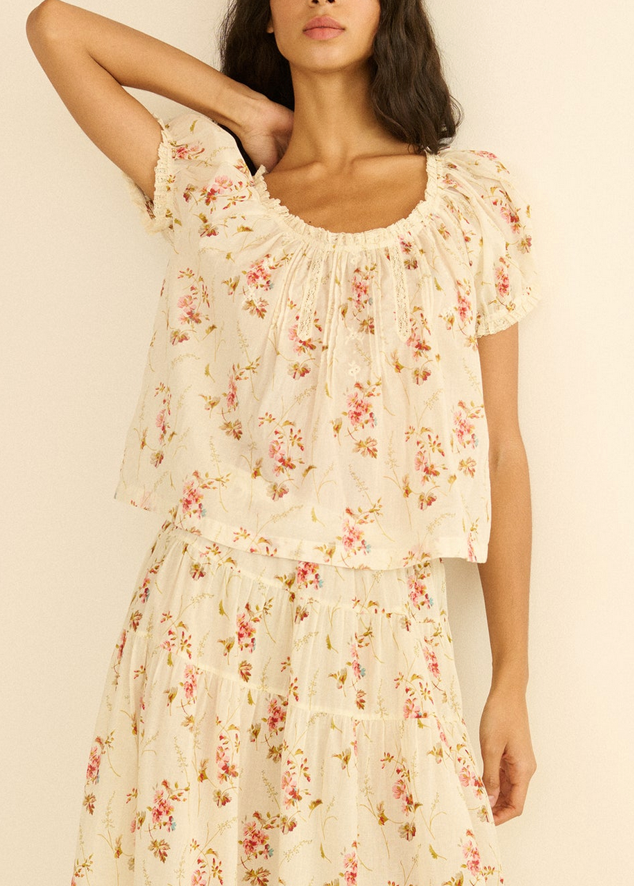 Frederica top blanc prairie rose