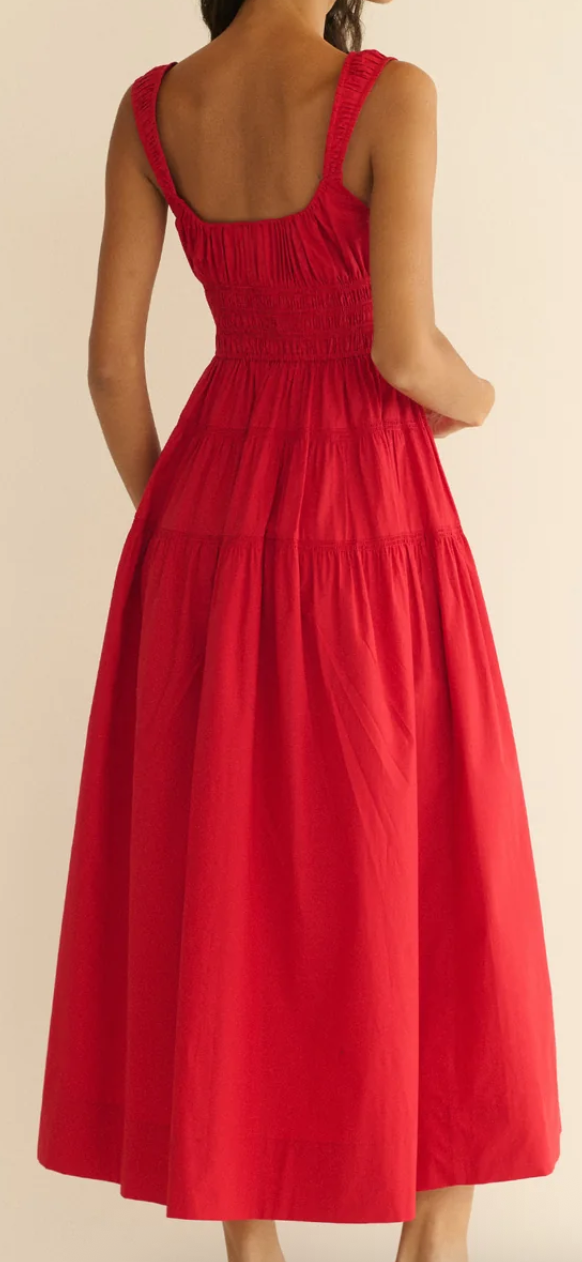 Clover Dress Deep Tomato