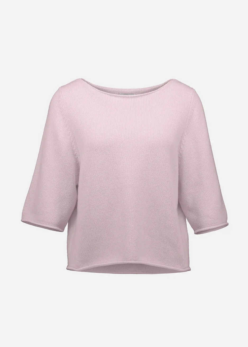 Cashmere wool boatneck sweater rose fondant