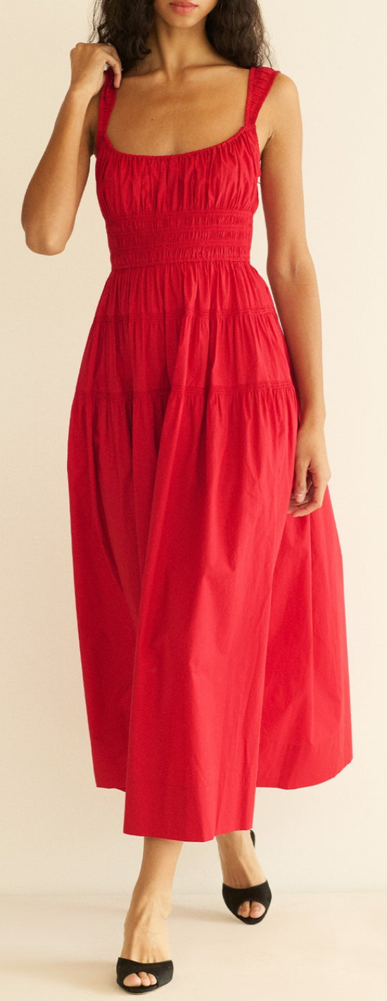 Clover Dress Deep Tomato