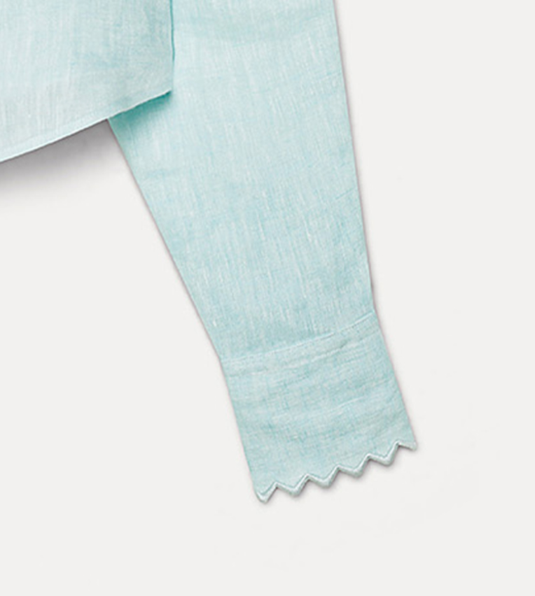 linen gauze embroidered edges shirt plume