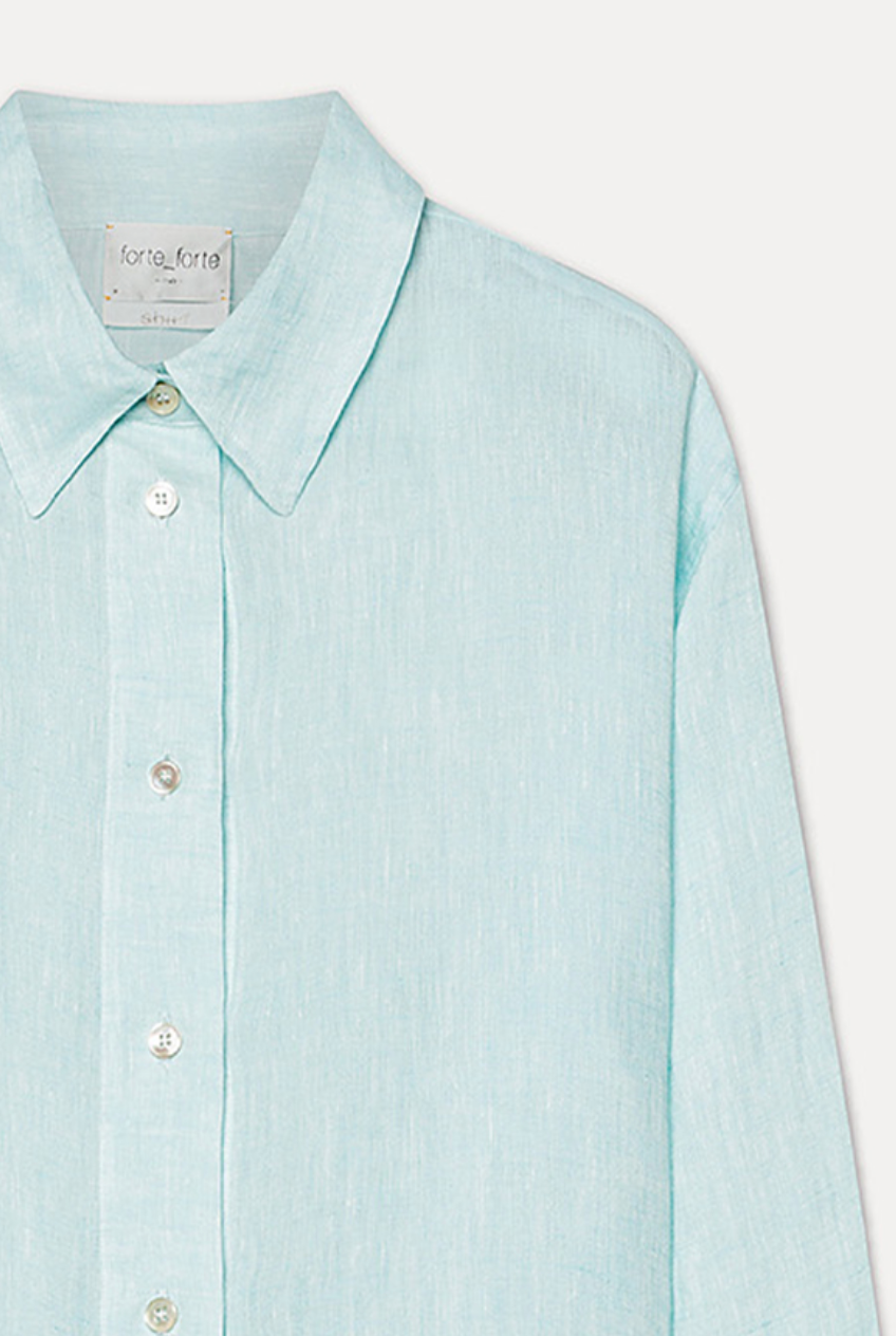linen gauze embroidered edges shirt plume