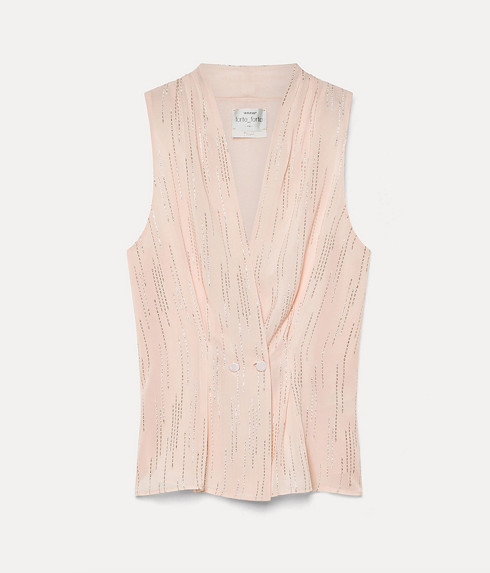 les fils d'argent jacquard double breasted top nude